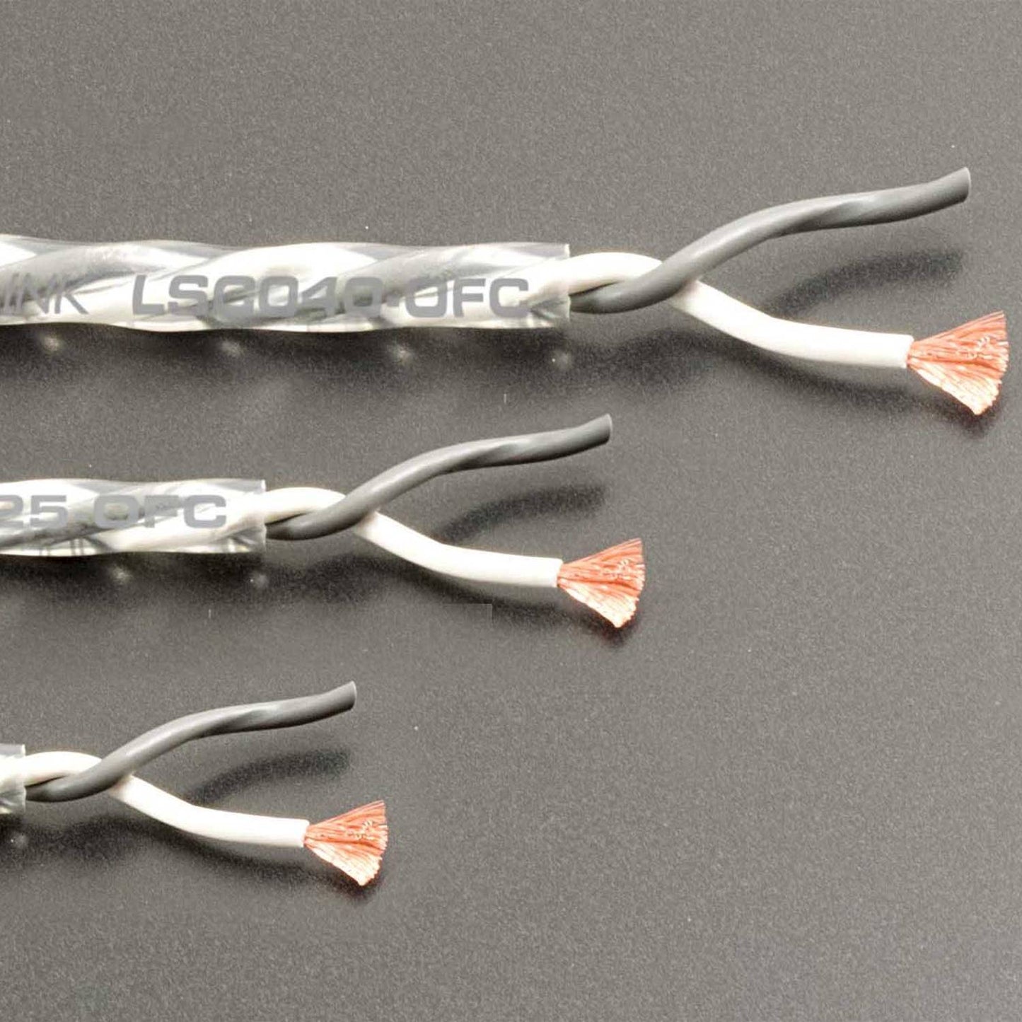 Lyndahl Rushlink loudspeaker cable OFC copper conductors in various cross-sections. cross sections